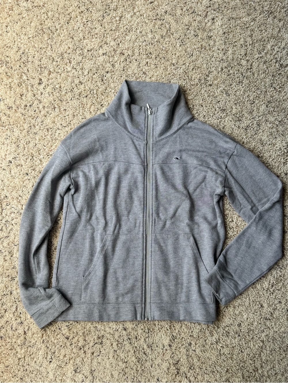 Vineyard Vines Light Gray Full-Zip Sweater Jacket